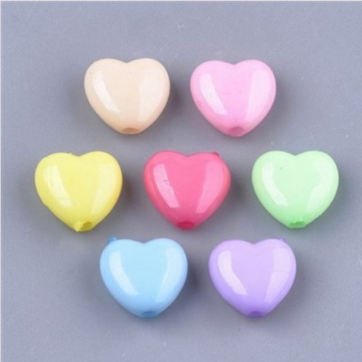 Gekleurde hartjes kralen | 100 stuks | Pasteltinten